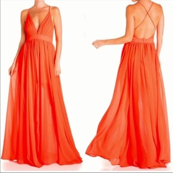 NWT Meghan Fabulous ENCHANTED GARDEN Maxi Dress in Flame - Very Sexy! S Fits XS - Picture 5 of 8